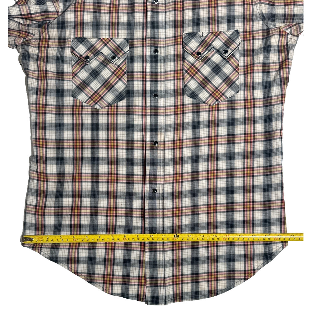 Vintage Wrangler Western Pearl Snap Shirt Plaid Cowboy Mens M - Picture 15 of 16